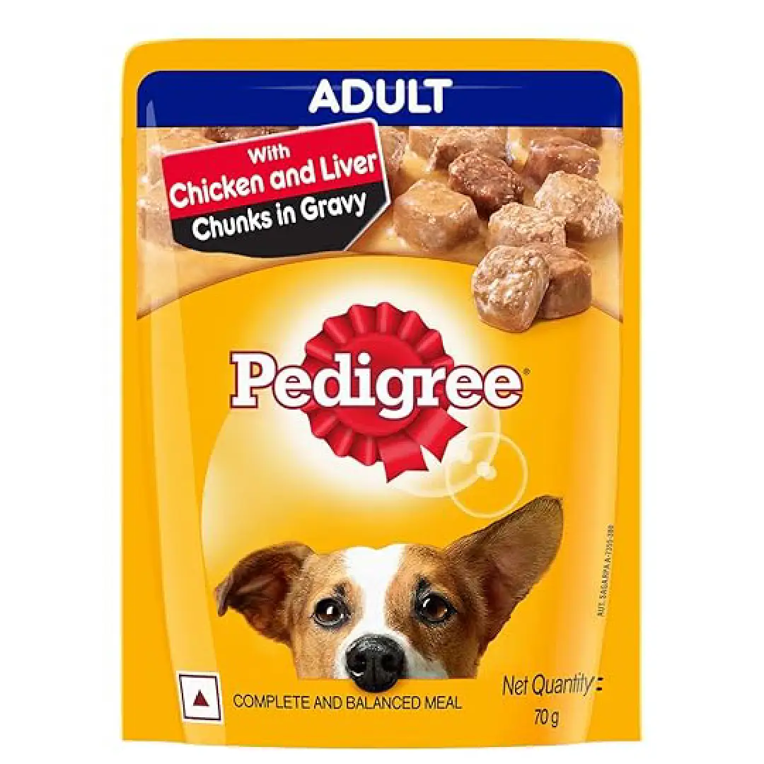 Pedigree Adult Chicken & Liver Chunks in Gravy 70 gm