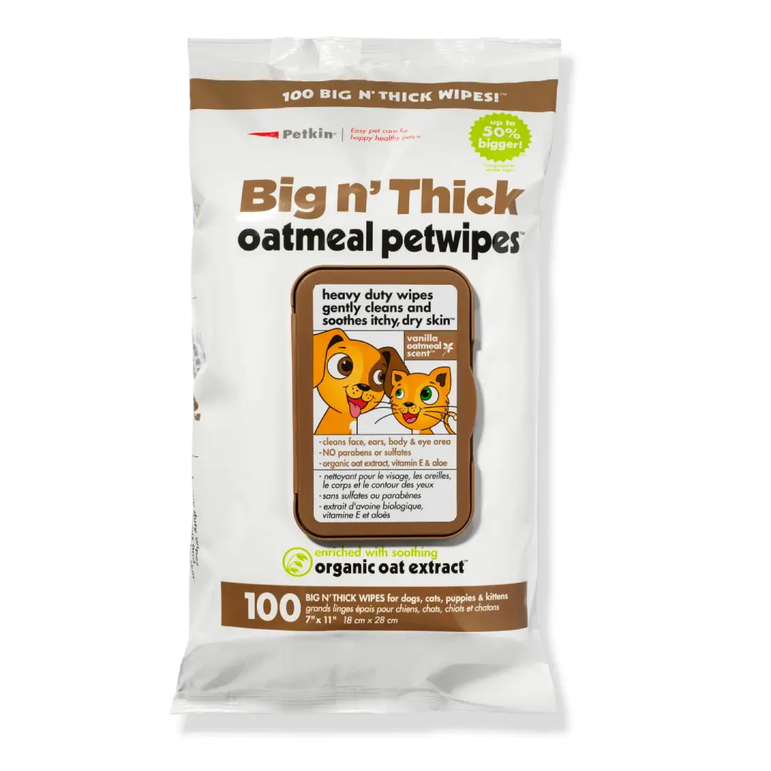 Petkin Big N Thick Oatmeal Pet Wipes 100Wipes